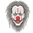 abstract rasta clown singer with very long long rasta hair dot work design with fine lines and nice red noze tattoo design idea