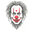 abstract rasta clown singer with very long long rasta hair dot work design with fine lines and nice red noze tattoo design idea