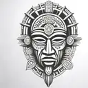 african mask ceremonial Mayan weapon representing knowlage tattoo design idea
