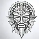 african mask ceremonial Mayan weapon representing knowlage tattoo design idea