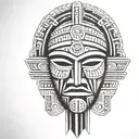 african mask ceremonial Mayan weapon representing knowlage tattoo design idea