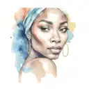 Beautifull African Woman Dancing Eyes Looking Forward  minimalism design tattoo design idea