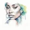 Beautifull African Woman Dancing Eyes Looking Forward  minimalism design tattoo design idea