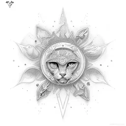 mom and sun tattoo design idea