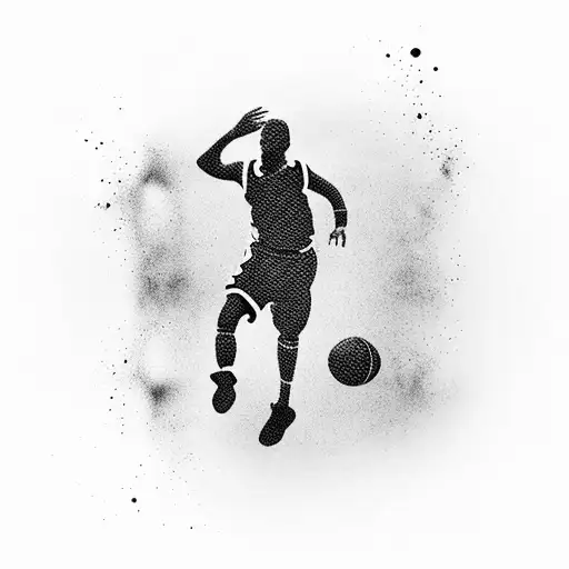 Basketball player silhouette dribbling a spray paint can tattoo design idea
