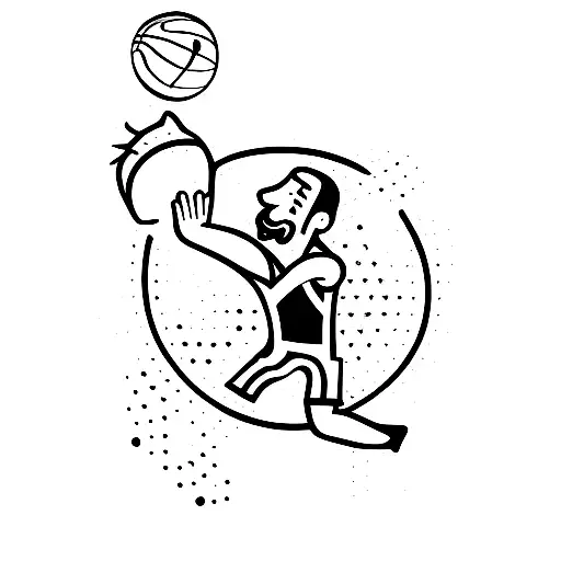 Basketball player silhouette dribbling a spray paint can tattoo design idea