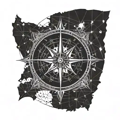 compass, wind rose, map of the earth globe tattoo design idea