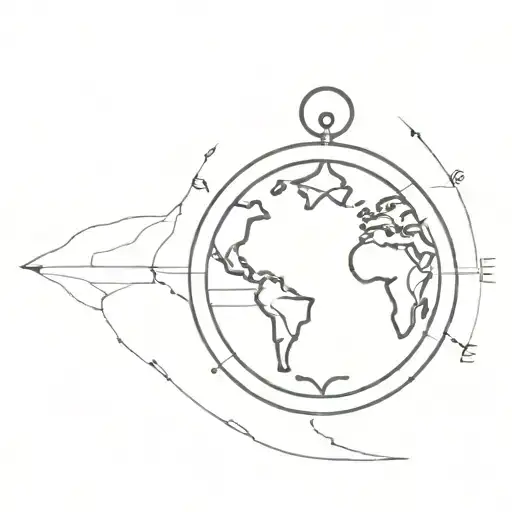 compass, earth globe tattoo design idea