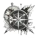 compass, earth globe tattoo design idea