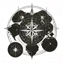 compass, earth globe tattoo design idea
