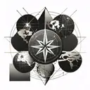 compass, earth globe tattoo design idea