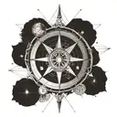 compass, earth globe tattoo design idea