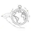 compass, earth globe tattoo design idea