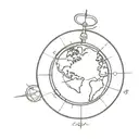 compass, earth globe tattoo design idea