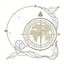 compass, earth globe tattoo design idea