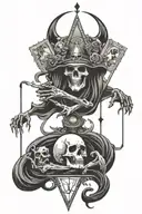 death and devil tarot cards tattoo design idea