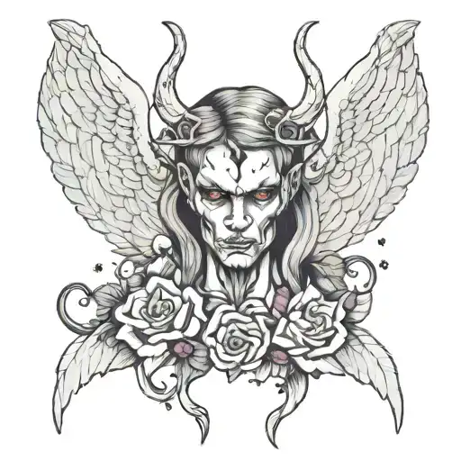 Depression Angel devil tattoo design idea