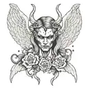 Depression Angel devil tattoo design idea
