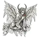 Depression Angel devil tattoo design idea