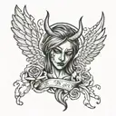 Depression Angel devil tattoo design idea