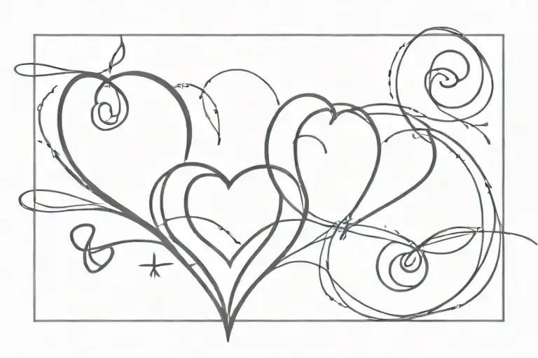 three connected hearts tattoo design idea