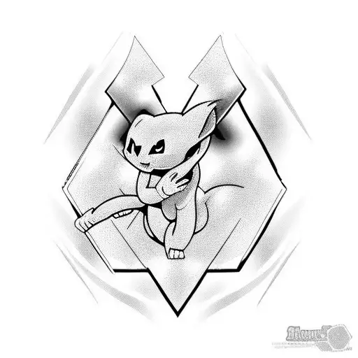 mewtwo and mew tattoo design idea