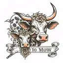 shoulder tattoo with name milli and baby cow  with paint  brush  tattoo design idea