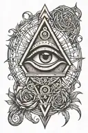 eye of horus and broken heart with thorns wrapped tattoo design idea