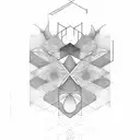 simple geometric sleeve with thick lines tattoo design idea