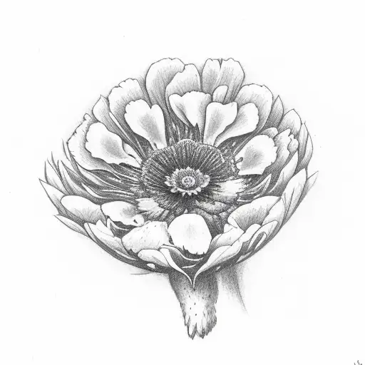  eagle holding a zinnia, poppy and lavender flower tattoo design idea