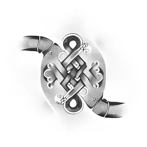 A blackwork tattoo of a brass knuckle with intricate patterns and the word 'Resilience' written across the knuckles tattoo design idea