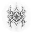 A blackwork tattoo of a brass knuckle with intricate patterns and the word 'Resilience' written across the knuckles tattoo design idea