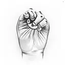A blackwork tattoo of a brass knuckle with intricate patterns and the word 'Resilience' written across the knuckles tattoo design idea