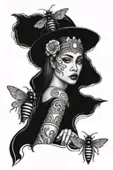 fatima and the egypten queen bee dressed tattoo design idea
