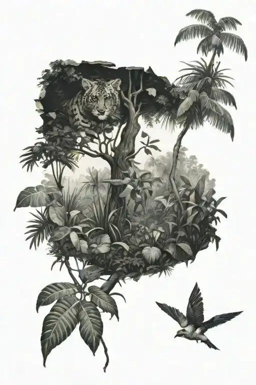 Jungle with shading adapted tattoo design idea