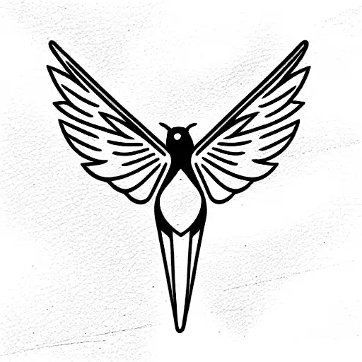 sleek flying American Robin wings spread line art tattoo  tattoo design idea