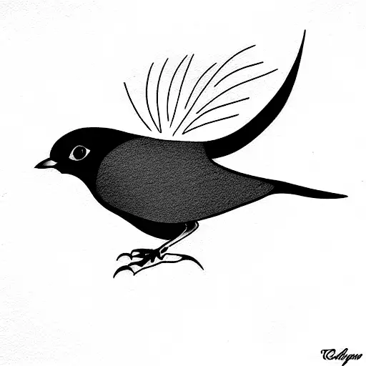 sleek American Robin line art tattoo  tattoo design idea