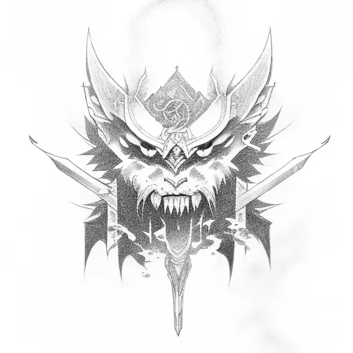 Charater from akatsuki holding a sword  tattoo design idea