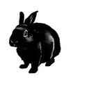 a black rabbit on a leash tattoo design idea