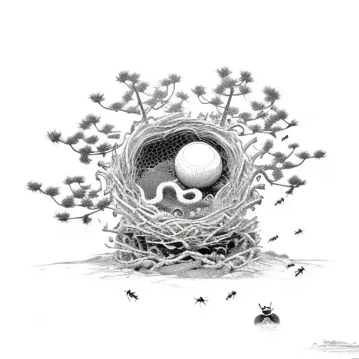 Bee's Nest in a Bonsai Tree tattoo design idea