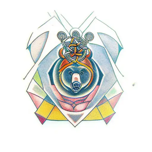 bear with half of head change into celtic tribalt tattoo design idea