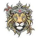 lion crown of thorns tattoo design idea