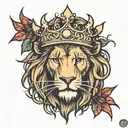 lion crown of thorns tattoo design idea