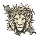 lion crown of thorns tattoo design idea