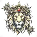lion crown of thorns tattoo design idea