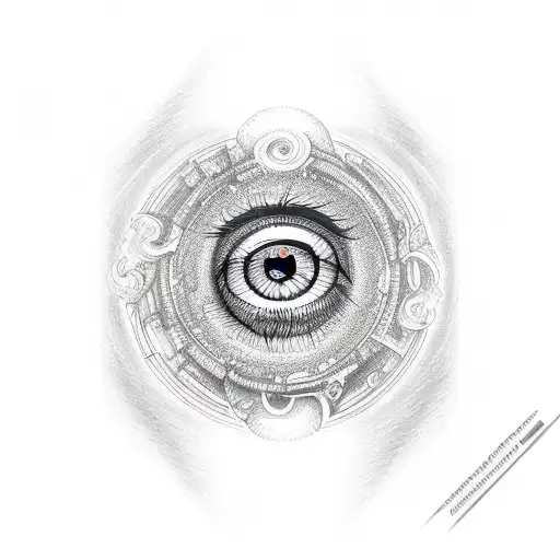 an armband with human eye and five elements of life in it tattoo design idea