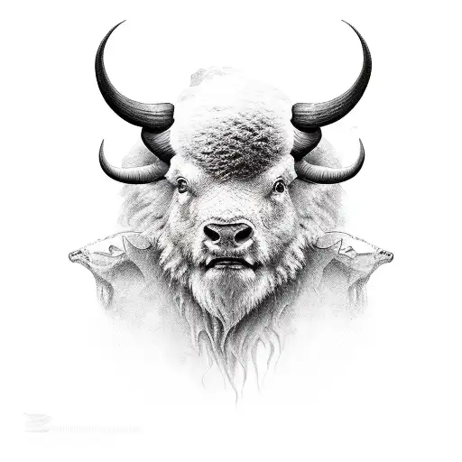 buffalo storm mountains tattoo design idea