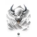 buffalo storm mountains tattoo design idea