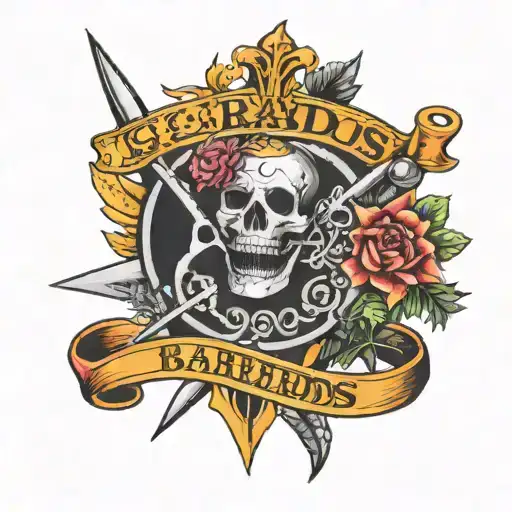 Barbados trident surrounded tattoo design idea