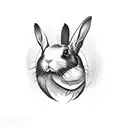 black rabbit of inlay tattoo design idea